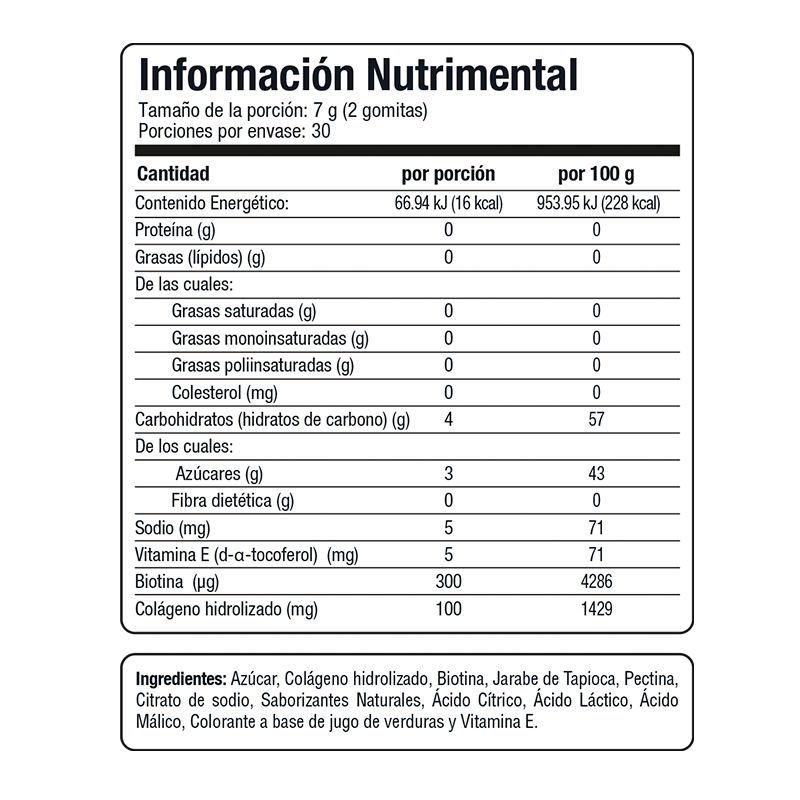 Colágeno + Biotina sabor fresa 60 gomitas