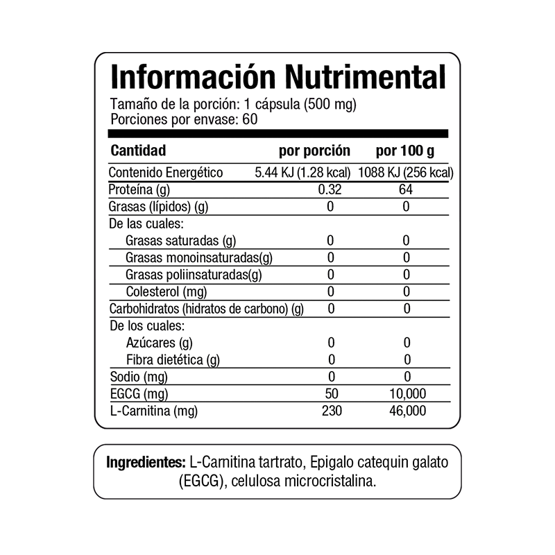 L-Carnitina + Té verde 60 cápsulas