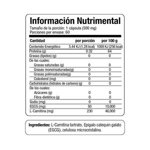 L-Carnitina + Té verde 60 cápsulas